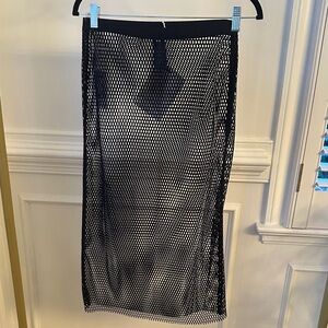 Patrizia Pepe Black Net Midi Skirt